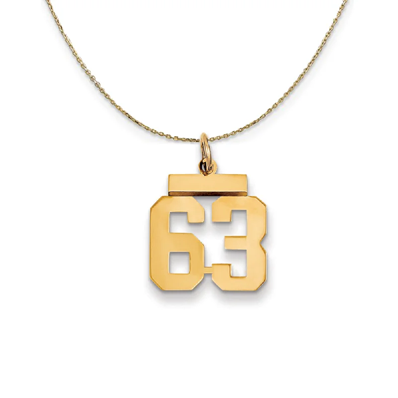 Swirled design necklace-14k Yellow Gold, Athletic, Sm Polished Number 63 Necklace