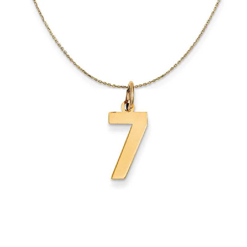 Grooved rim necklace-14k Yellow Gold, Athletic, Sm Polished Number 7 Necklace