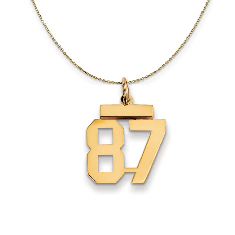 Hammered gold necklace-14k Yellow Gold, Athletic, Sm Polished Number 87 Necklace