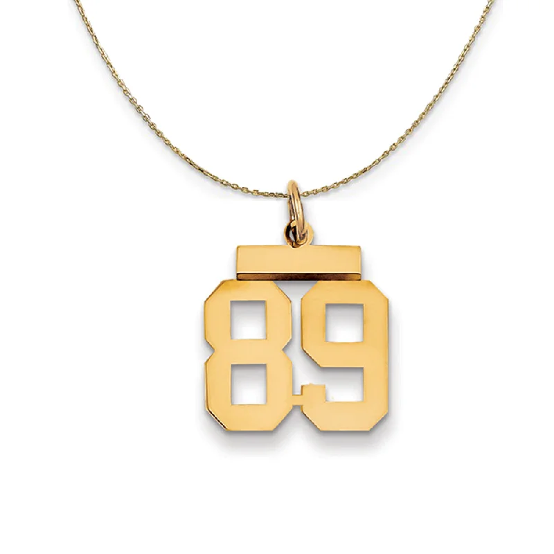 Piled birthstone necklace-14k Yellow Gold, Athletic, Sm Polished Number 89 Necklace