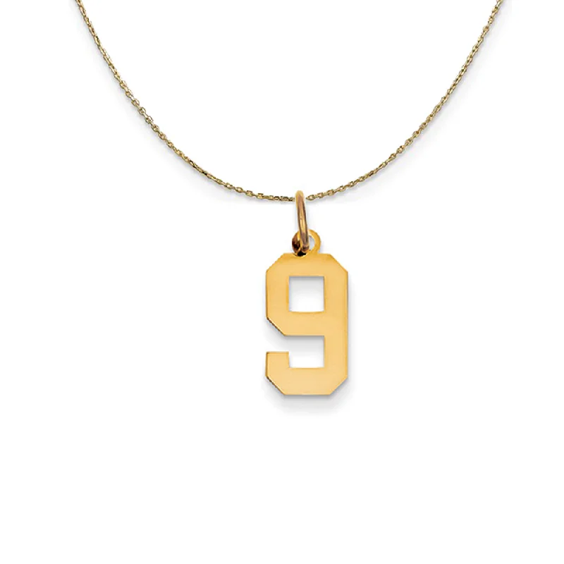 Gentle wave necklace-14k Yellow Gold, Athletic, Sm Polished Number 9 Necklace