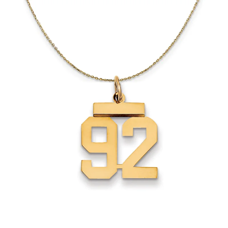 Sunken stone necklace-14k Yellow Gold, Athletic, Sm Polished Number 92 Necklace