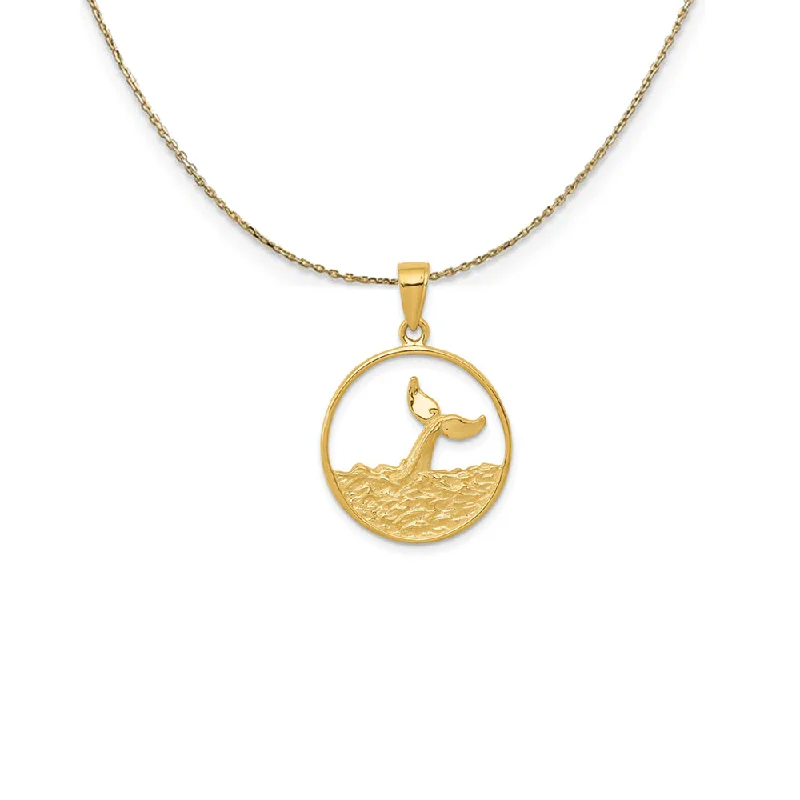 Assorted gem necklace-14k Yellow Gold Breached Whale Tail Circle Necklace