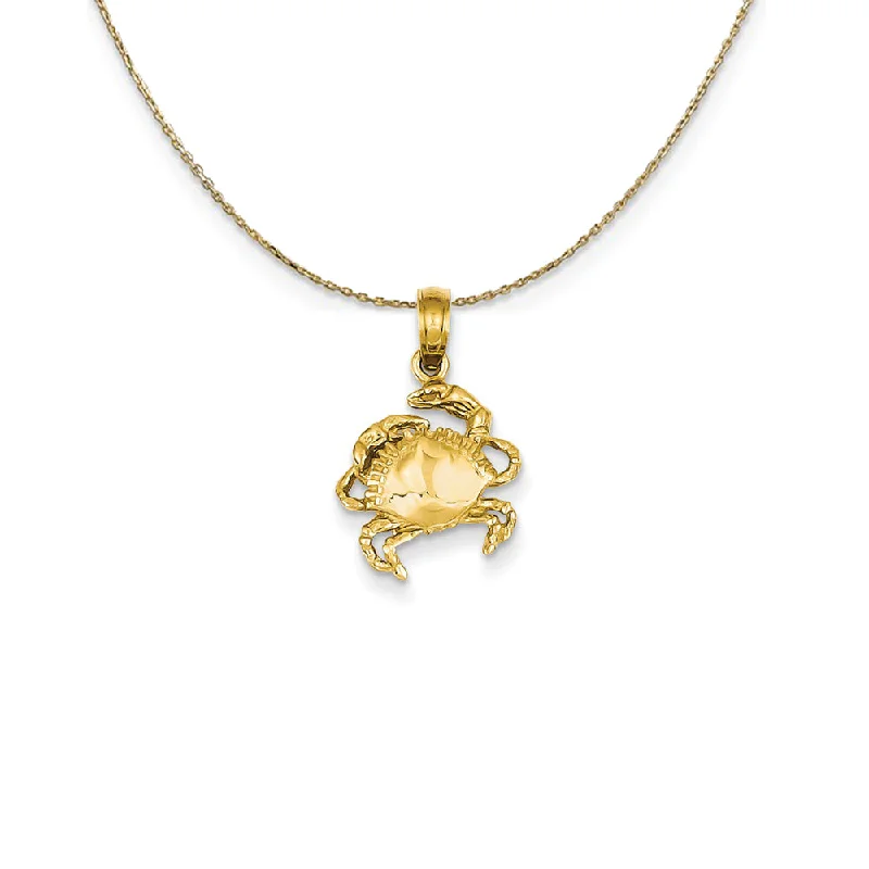 Solid-set pave necklace-14k Yellow Gold Crab (12 x 19mm) Necklace