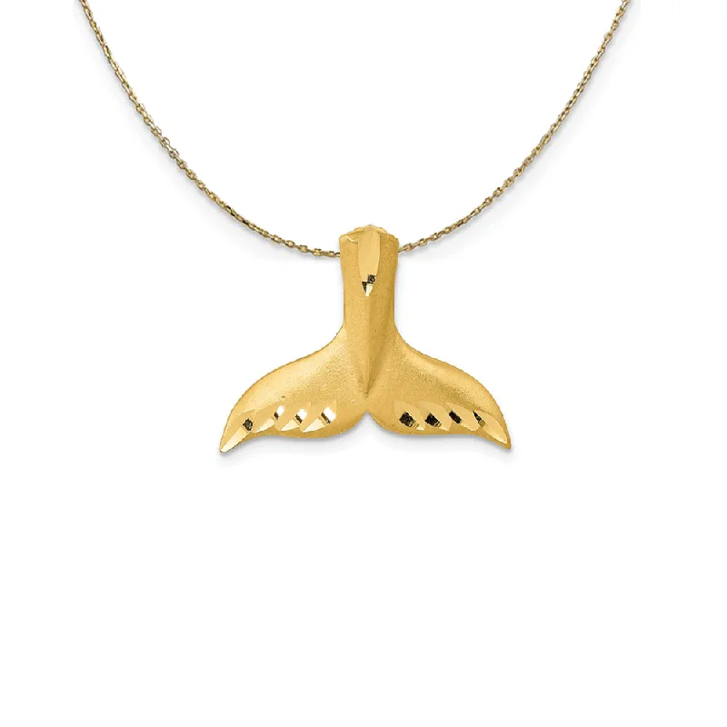 Satin titanium necklace-14k Yellow Gold Diamond Cut Whale Tail Slide Necklace