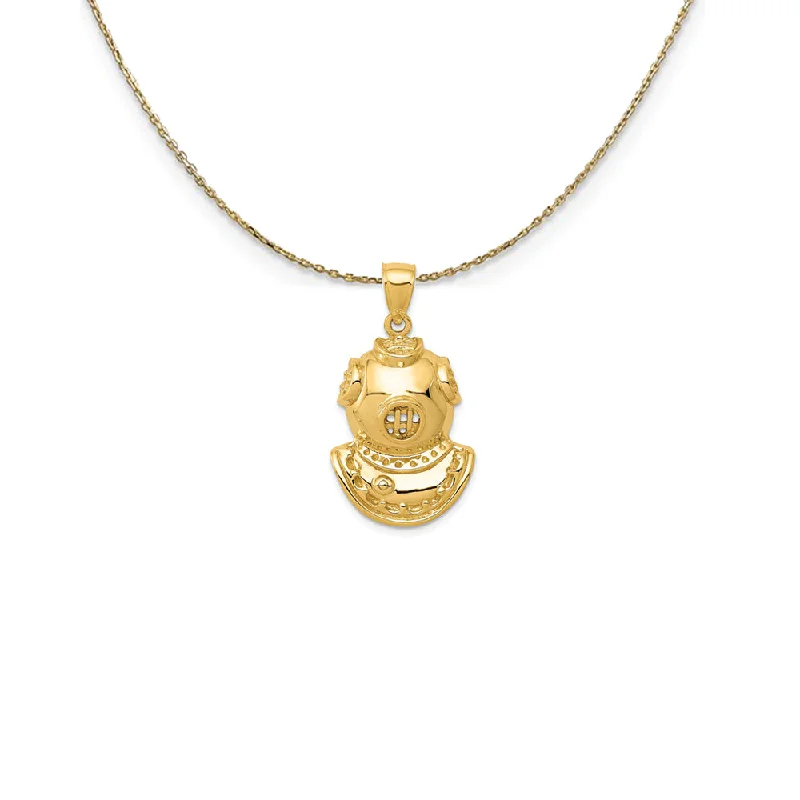 Open-slot necklace-14k Yellow Gold Diving Helmet Necklace