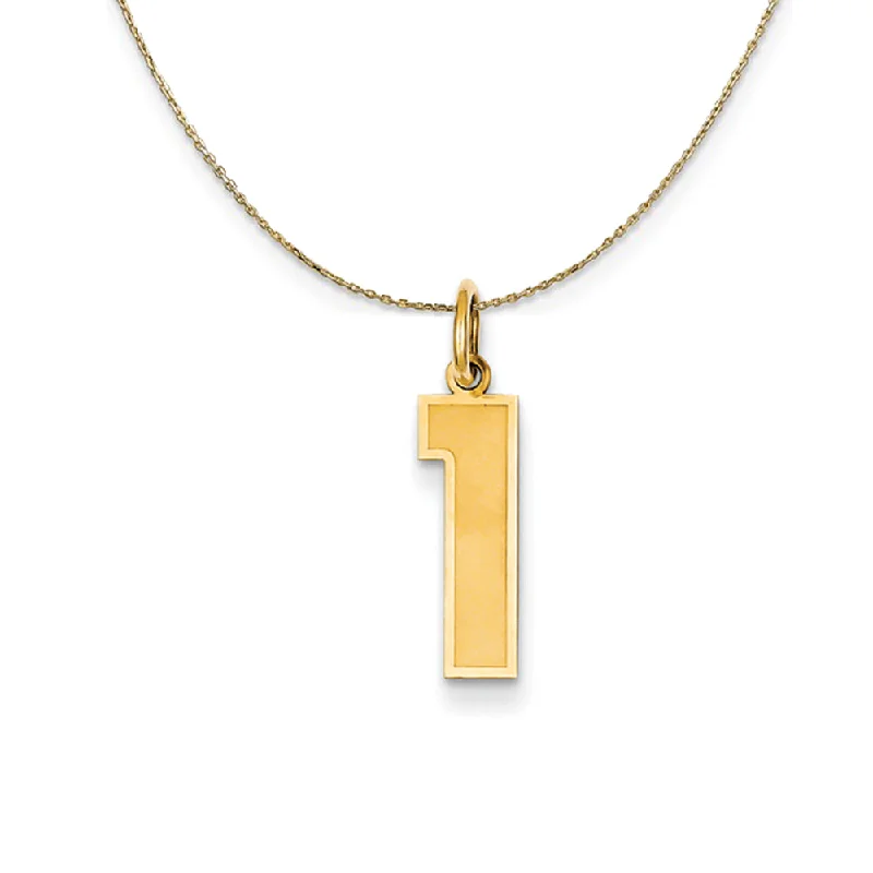 Offset stone necklace-14k Yellow Gold, Jersey, Med Number 1 Necklace