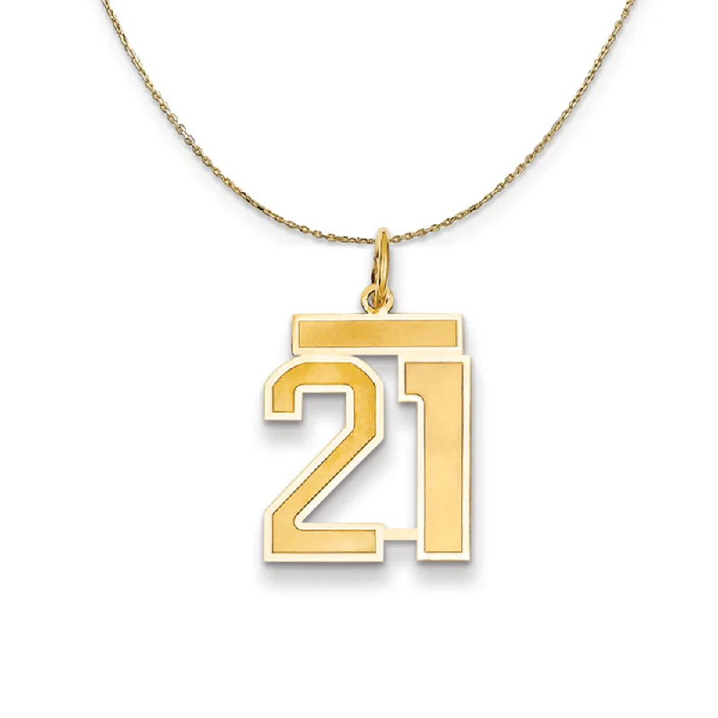 Radiant zircon necklace-14k Yellow Gold, Jersey, Med Number 21 Necklace