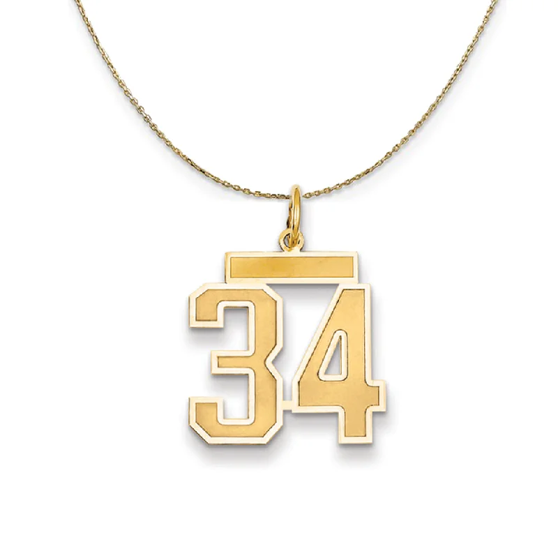 14k Yellow Gold, Jersey, Med Number 34 Necklace