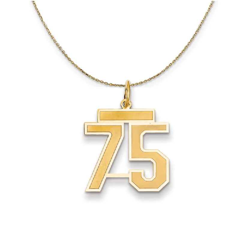 14k Yellow Gold, Jersey, Med Number 75 Necklace