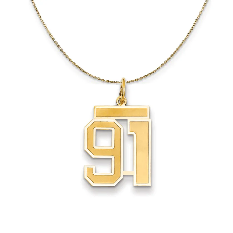 Crafted gold necklace-14k Yellow Gold, Jersey, Med Number 91 Necklace