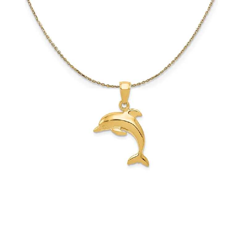 Parted-tier necklace-14k Yellow Gold Jumping Dolphin Necklace