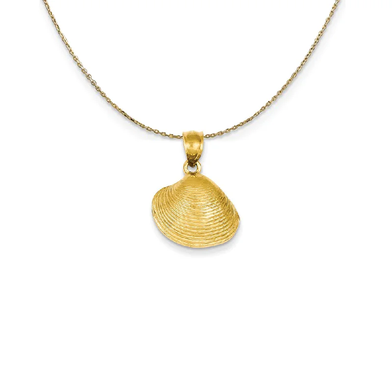 Shimmering platinum necklace-14k Yellow Gold Medium Textured Clam Shell Necklace