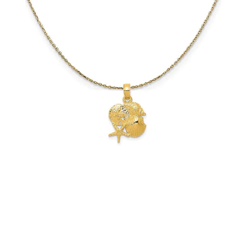 14k Yellow Gold Mini Shell Cluster Necklace