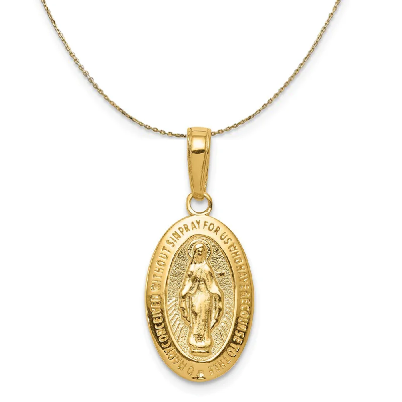 Floating diamond necklace-14k Yellow Gold Miraculous Medal Necklace, 15mm