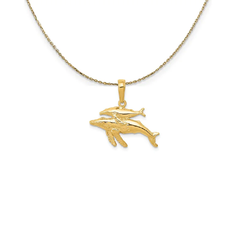 Outstretched gem necklace-14k Yellow Gold Mother and Baby Humpback Whale Necklace