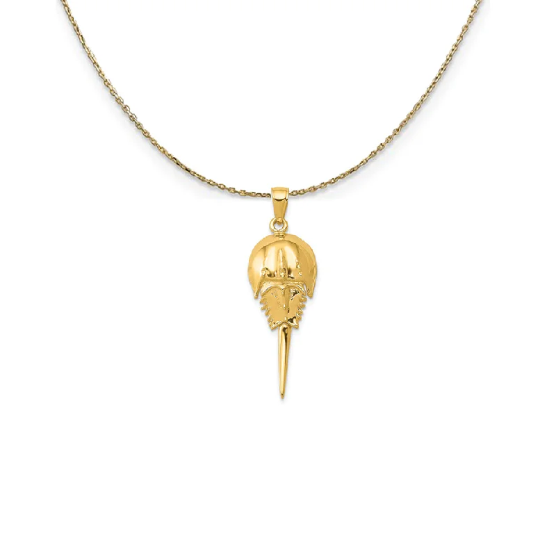 Nonagonal pendant necklace-14k Yellow Gold Moveable Horseshoe Crab Necklace