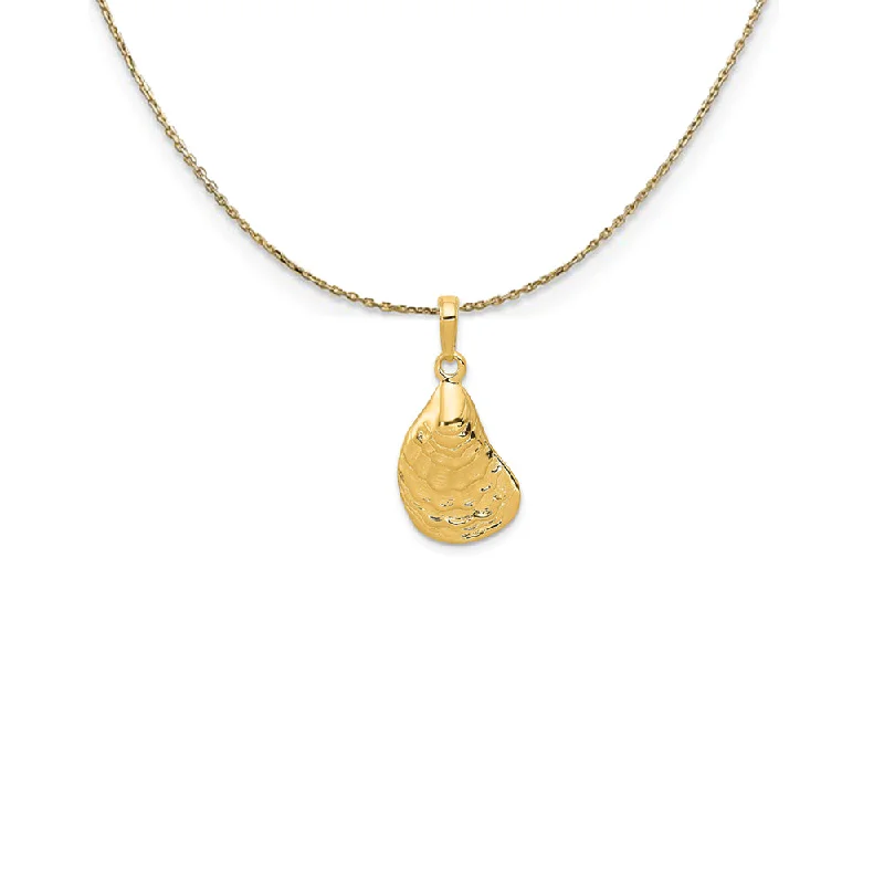 Pulse-wave necklace-14k Yellow Gold Oyster Shell Necklace