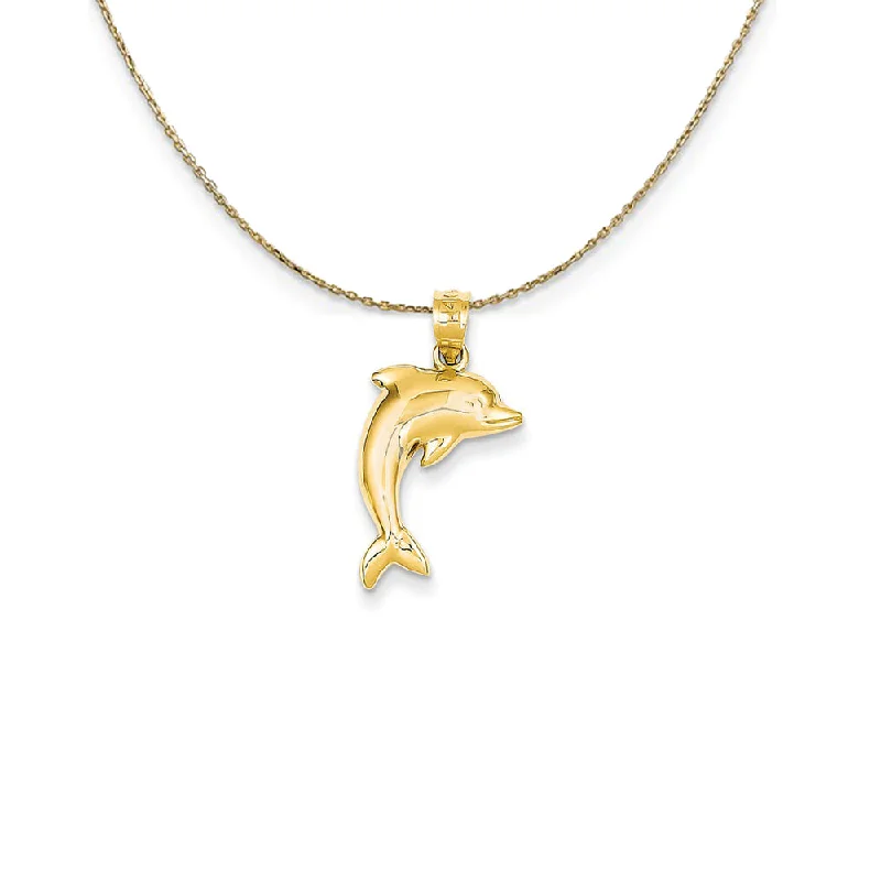 Pulse-wave necklace-14k Yellow Gold Polished Dolphin Necklace