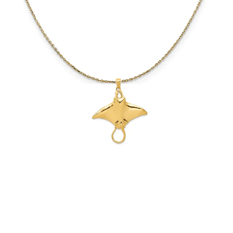 Sunken stone necklace-14k Yellow Gold Polished Stingray (35mm) Necklace