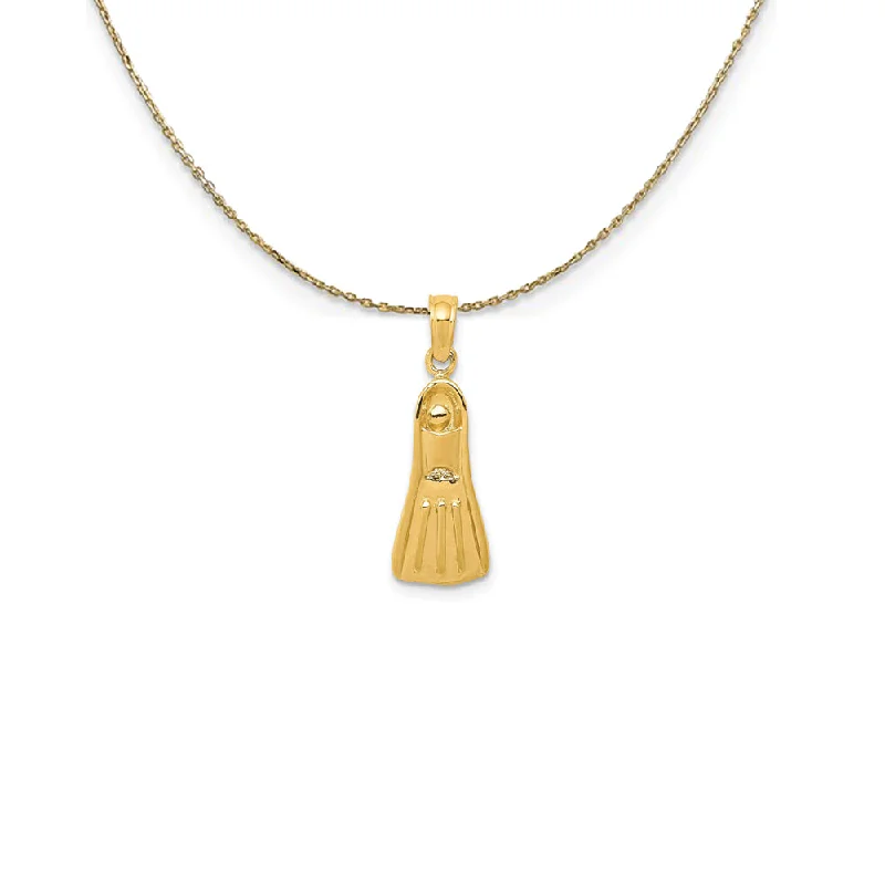 Inset gem necklace-14k Yellow Gold Scuba Flipper Necklace