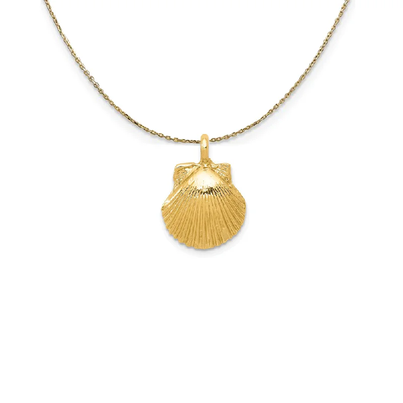 Sharp stone necklace-14k Yellow Gold Seashell Necklace