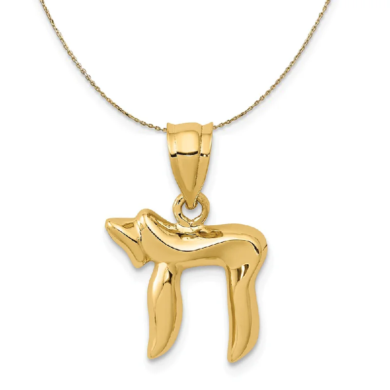 Engraved initial necklace-14k Yellow Gold Sm Polished Chai Necklace