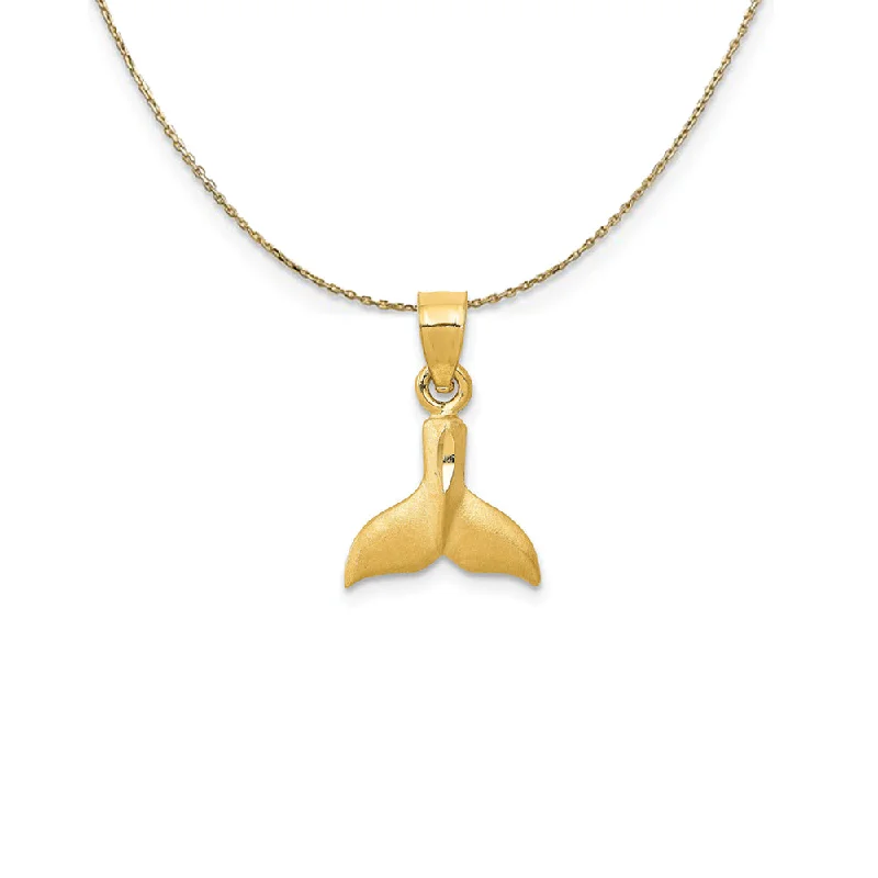 Glowing ruby necklace-14k Yellow Gold Small 3D Satin Whale Tail Necklace