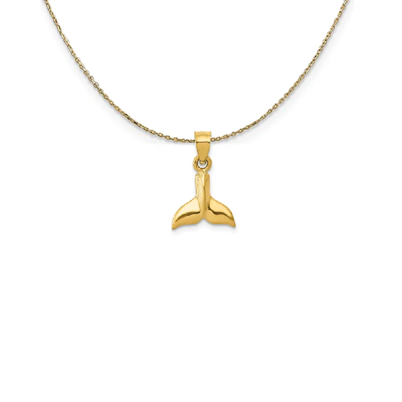 Linked knot necklace-14k Yellow Gold Small 3D Whale Tail Necklace