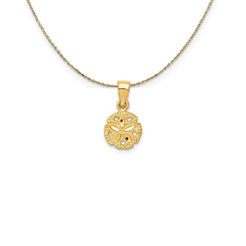 Glowing citrine necklace-14k Yellow Gold Small Diamond Cut Sand Dollar Necklace