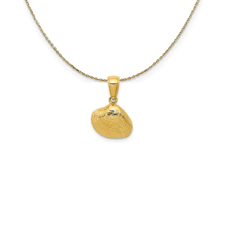 14k Yellow Gold Small Textured Clam Shell Necklace