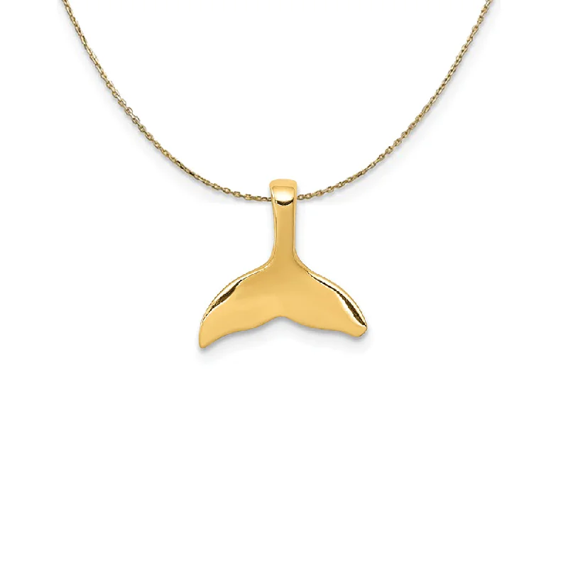 Shiny nickel necklace-14k Yellow Gold Small Whale Tail Slide Necklace