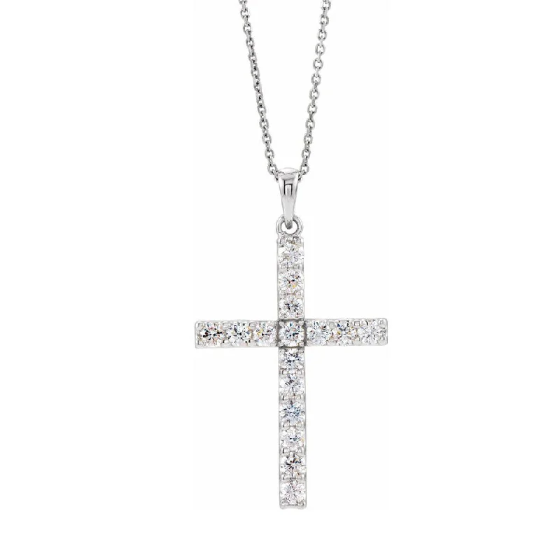 Dainty filigree necklace-14K Yellow or White Gold 3/4 CTW Diamond Cross Necklace, 18 Inch