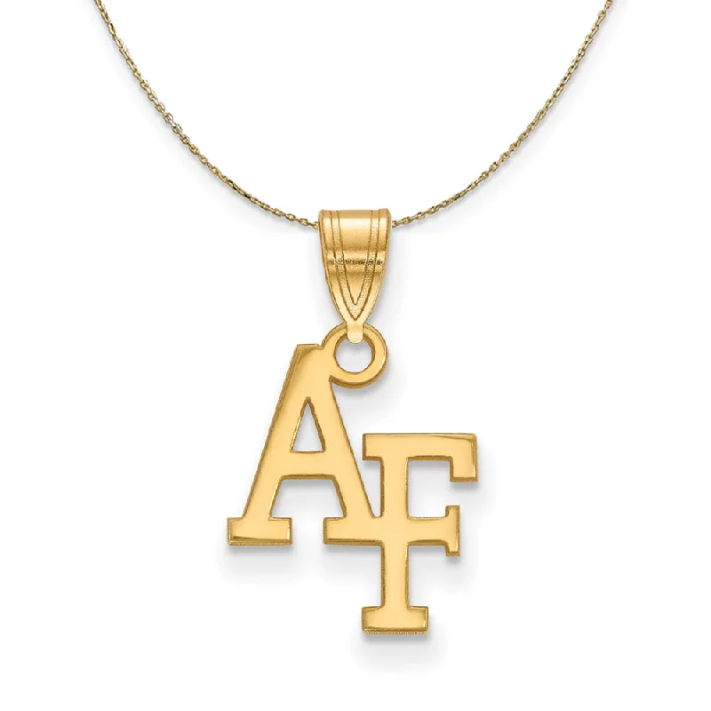 Looping wire necklace-14k Yellow Gold Air Force Academy Small 'AF' Necklace