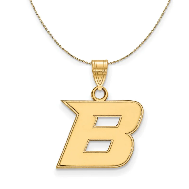 Thin diamond necklace-14k Yellow Gold Boise State Small Initial B Necklace