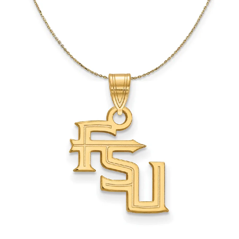 14k Yellow Gold Florida State Small 'FSU' Necklace