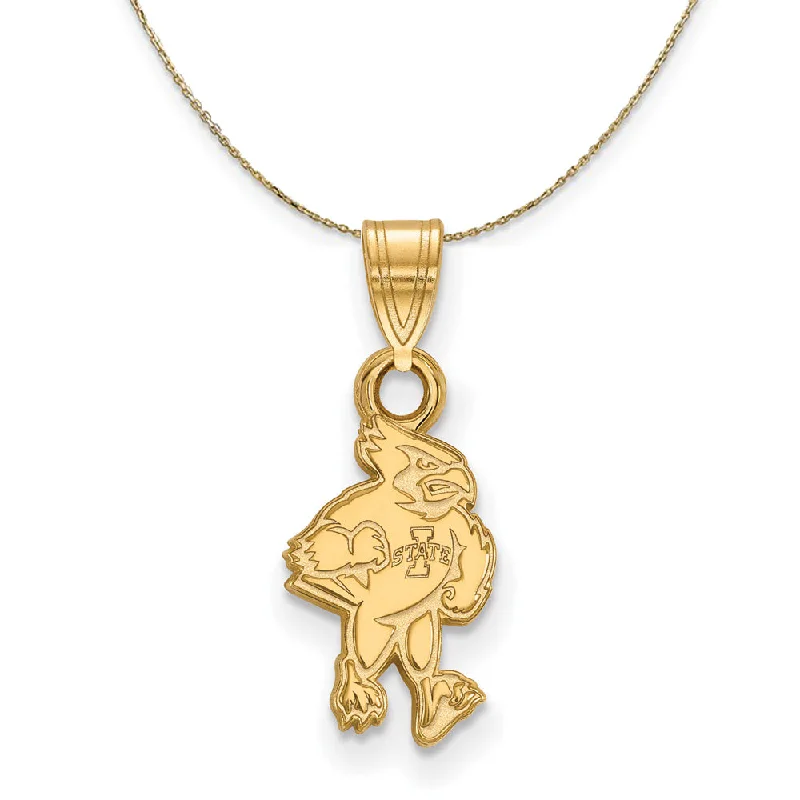 Glowing ruby necklace-14k Yellow Gold Iowa State Small Mascot Necklace