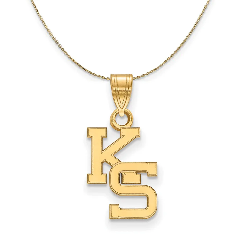 Swirled design necklace-14k Yellow Gold Kansas State Small Necklace