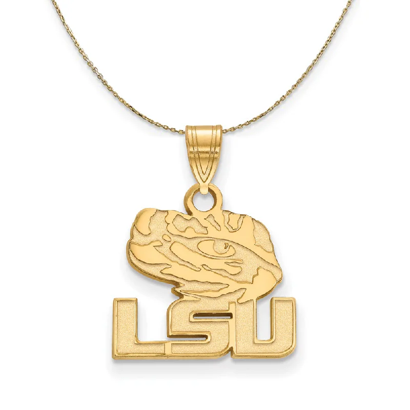 Buried necklace-14k Yellow Gold Louisiana State Sm 'LSU' Logo Necklace