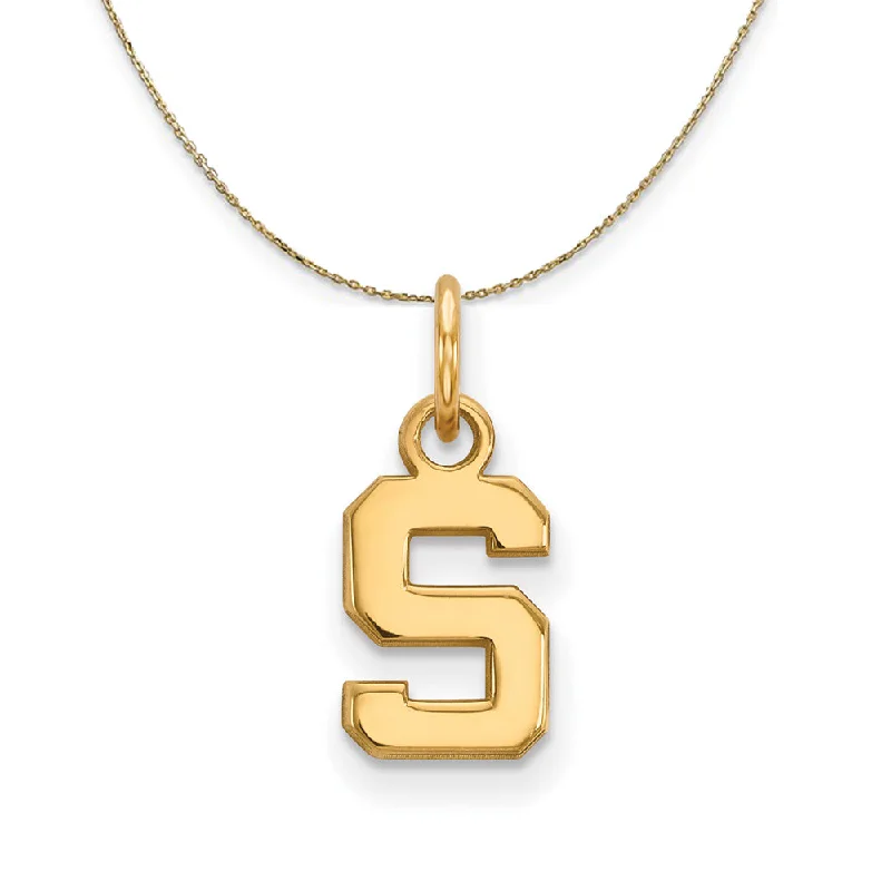 14k Yellow Gold Michigan State XS (Tiny) Initial S Necklace