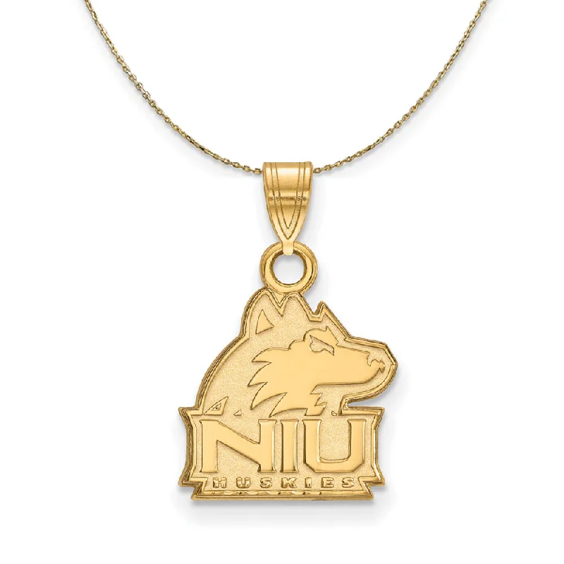 14k Yellow Gold Northern Illinois U. Small Logo Necklace