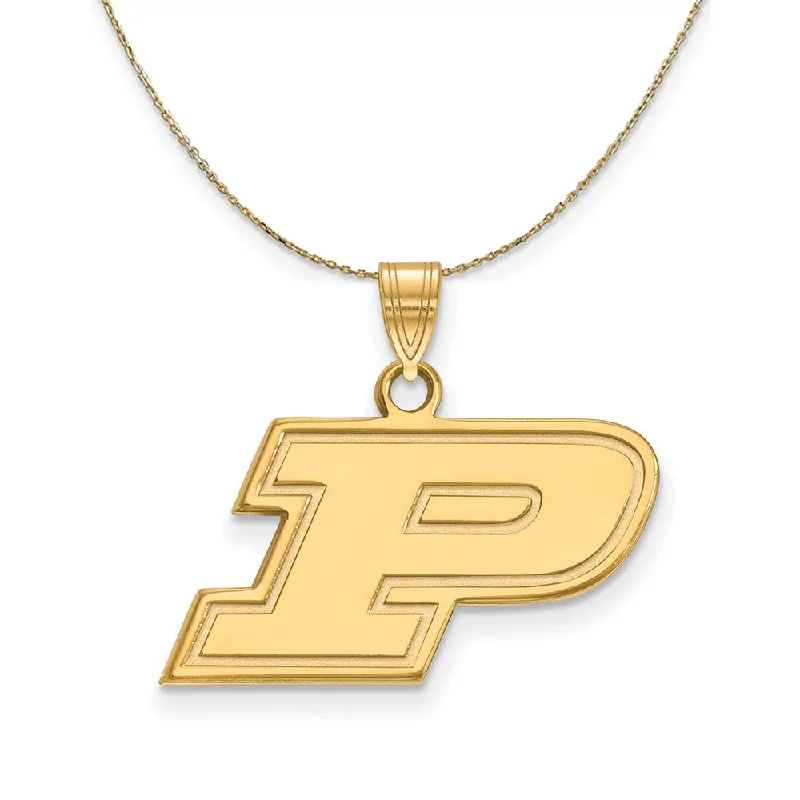 14k Yellow Gold Purdue Small Initial P Necklace