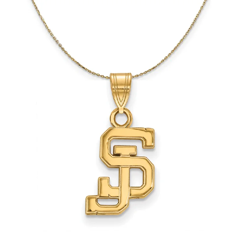 Radiant zircon necklace-14k Yellow Gold San Jose State Small Necklace