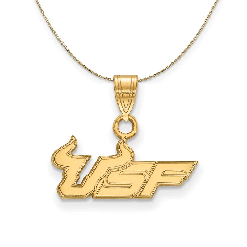 Crafted silver necklace-14k Yellow Gold South Florida Small 'USF' Necklace