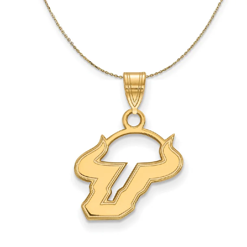 Hand-grooved necklace-14k Yellow Gold South Florida Small Logo Necklace