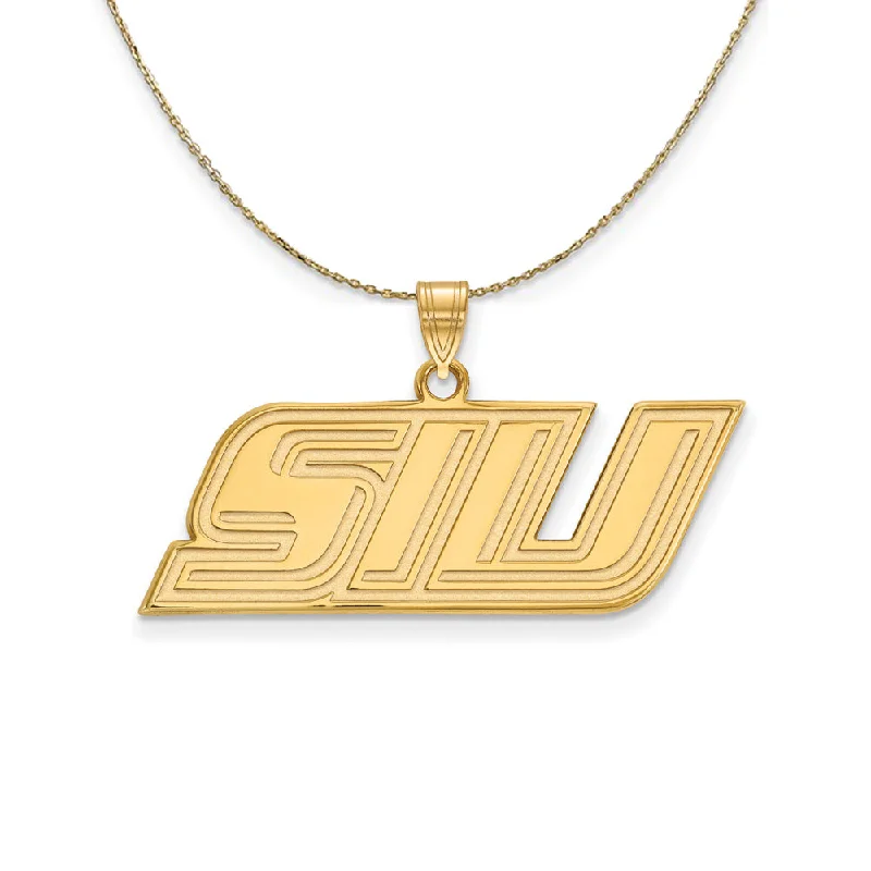 Subtle arc necklace-14k Yellow Gold Southern Illinois U. Small 'SIU' Necklace