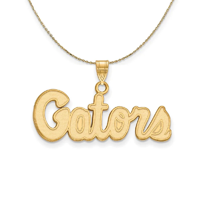 Grooved pattern necklace-14k Yellow Gold U of Florida Small Script 'Gators' Necklace