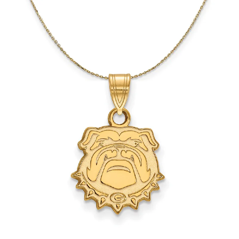 Floating diamond necklace-14k Yellow Gold U. of Georgia Bulldogs Sm Mascot Necklace