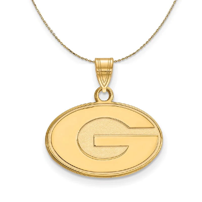 Glowing minimalist necklace-14k Yellow Gold U. of Georgia Small 'G' Oval Necklace