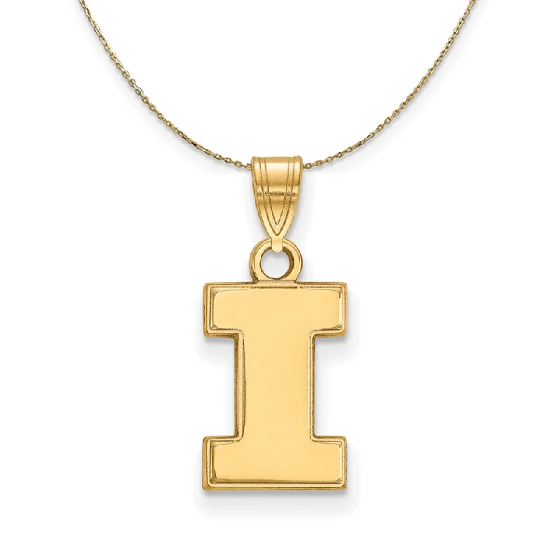 14k Yellow Gold U. of Illinois Small Initial I Necklace